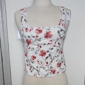 Old Navy Women's Floral White and Pink Women's Top XL Petite NWT